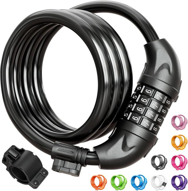 Product image of Titanker Bike Lock, Bicycle Lock 4 Feet Cable Lock 1/2 Inch Resettable Bike Lock Combination with Mounting Bracket, Bike Accessories for Bicycle, Electric Scooter, Motorcycle
