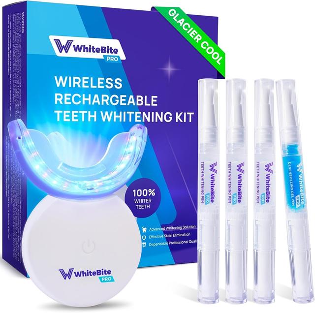 Product image of Whitebite Pro Premium Teeth Whitening Kit for Sensitive Teeth – 32X Dual LED Light System with 3 Whitening Pens & 1 Remineralizing Pen (Glacier Cool)