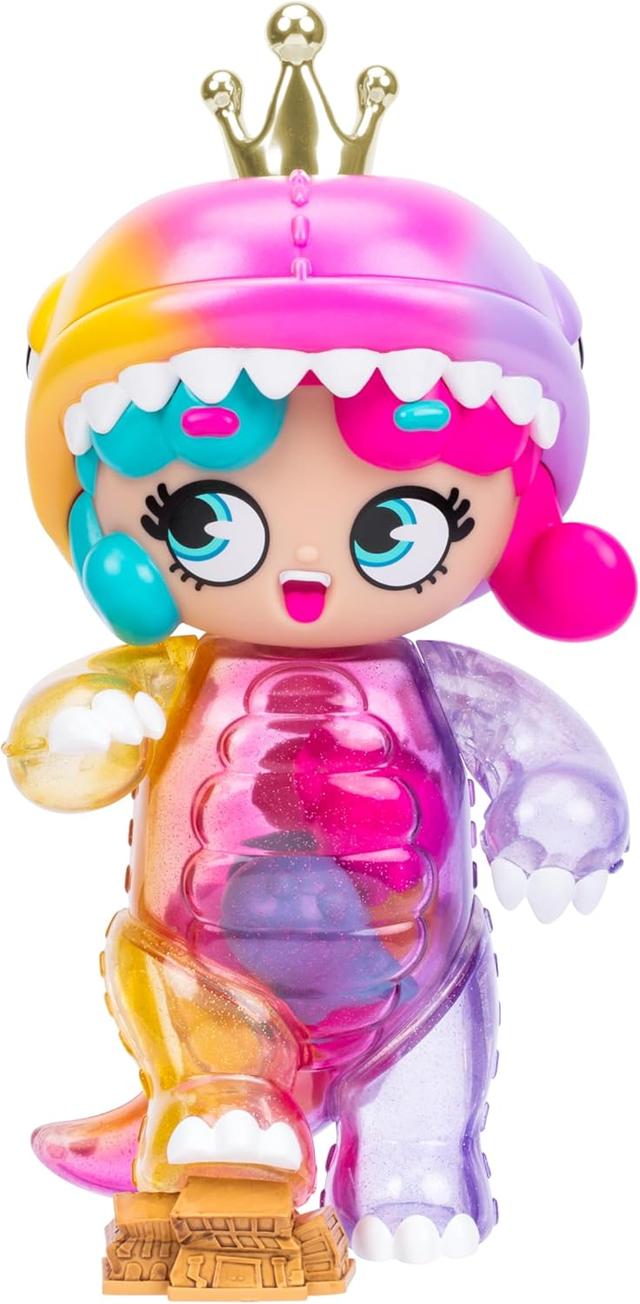 Product image of Deluxe Kween of Rawr 11" Mega Size Figure with Deluxe Finishes and Cool Dinosaur Shaker Fillings, 250% Larger Than Regular Sized Kweenie Figs, Includes Display Case & Collector Card