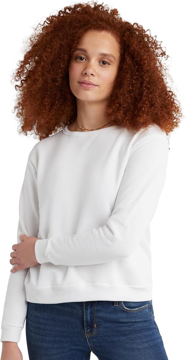 Product image of Hanes Women's Ecosmart V-Notch Crewneck Sweatshirt, Fleece Pullover Sweatshirt For Women