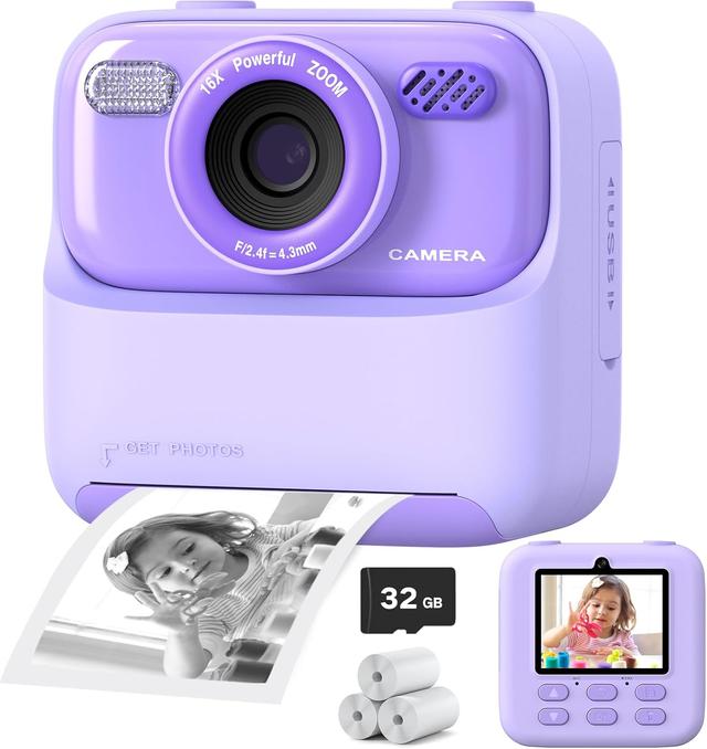 Product image of Upgrade Kids Camera Instant Print for Boys and Girls, 1080P HD Dual-Lens Selfie Digital Camera with Print Paper & 32G Card, Christmas Birthday Gifts Toys for Toddler and Teenagers Age 3-16 Years Old