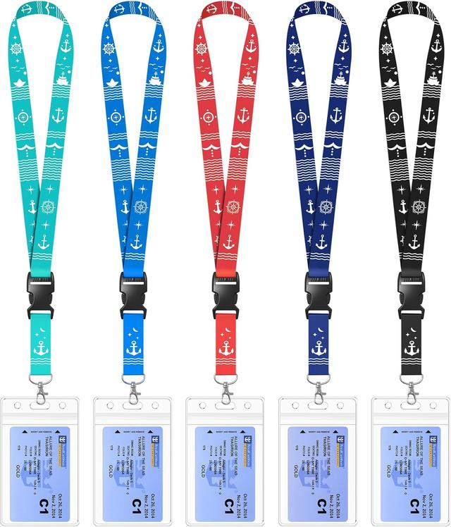 Product image of 5 Pack Lanyard with Waterproof ID Badge Holders for Cruise Ship Cards, Essentials for Royal Caribbean, Carnival, NCL Cruise 2025 (Mix)