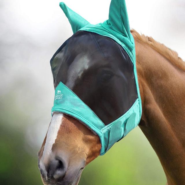 Product image of Harrison Howard CareMaster Pro Luminous Horse Fly Mask Standard with Ears UV Protection for Horse Summer Mint Full Size