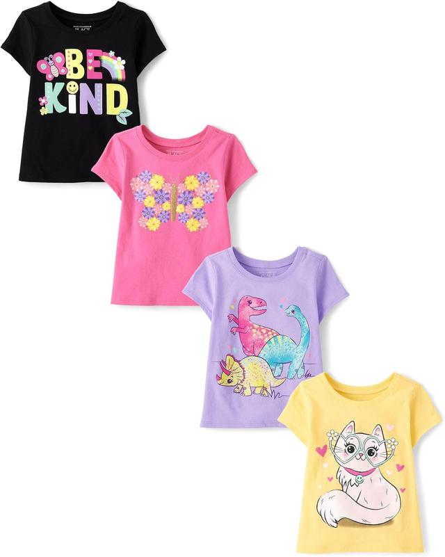 Product image of The Children's Place Baby and Toddler Girls' Animal Short Sleeve Graphic T-Shirts, Multipack