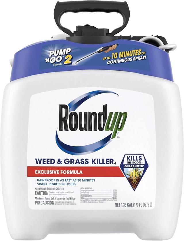 Product image of Roundup Weed and Grass Killer₄ with Pump 'N Go 2 Sprayer, Use in and Around Flower Beds, Trees & More, 1.33 gal.