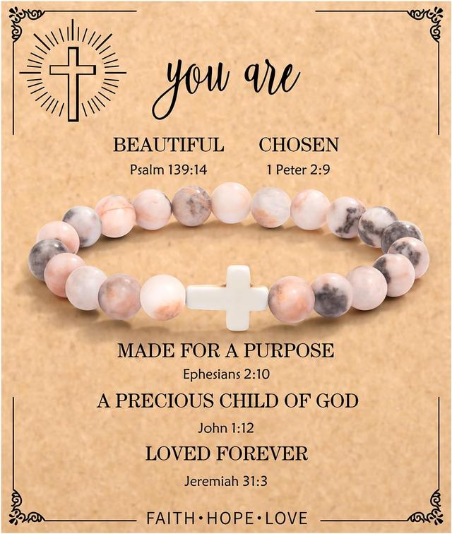 Product image of Christian Mothers-Day Gifts for Women, First Communion Confirmation Graduation Gifts Religious Cross Bracelet for Mom/Daughter/Friend/Sister/Grandma/Granddaughter/Godmother/Her, Inspirational Birthday Faith Based Jesus Jewelry
