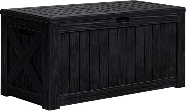 Product image of Greesum 120 Gallon Deck Box, Resin Outdoor Storage Container for Patio Furniture, Garden Tools, Pool Accessories, Weatherproof, Lockable, Black