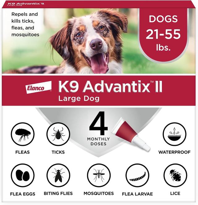 Product image of K9 Advantix II Large Dog Vet-Recommended Flea, Tick & Mosquito Treatment & Prevention | Dogs 21 - 55 lbs. | 4-Mo Supply