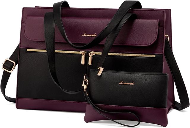 Product image of LOVEVOOK Laptop Bag for Women 15.6 Inch Tote Work Professional Leather Computer Briefcase Waterproof Handbag Shoulder Large Capacity Business Teacher Office Crossbody Purse