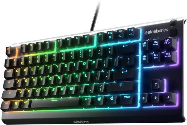 Product image of SteelSeries Apex 3 TKL RGB Gaming Keyboard – Tenkeyless Compact Form Factor - 8-Zone RGB Illumination – IP32 Water & Dust Resistant – Whisper Quiet Gaming Switch – Gaming Grade Anti-Ghosting,Black
