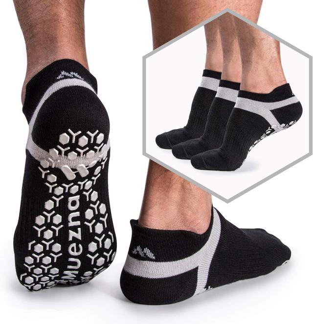 Product image of Muezna Men's Non-Slip Yoga Socks, Anti-Skid Pilates, Barre, Bikram Fitness Hospital Slipper Socks with Grips