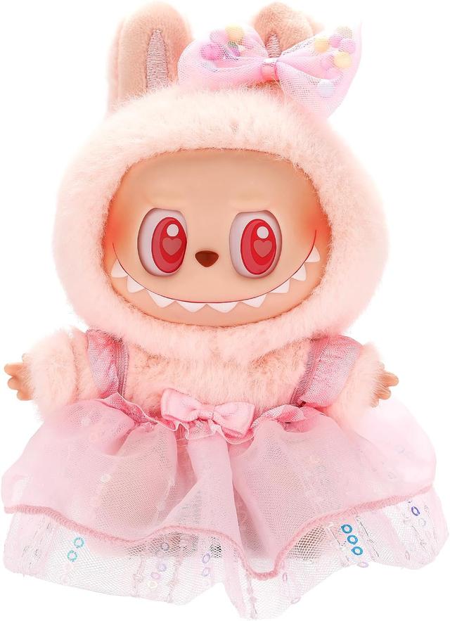 Product image of Designed for Labubu Clothes, Adorable Chic Dress Set for 17cm Labubu Dolls, Doll Clothes for Labubu Accessories (NO Doll) (Pink Gauze Skirt + Hairband)