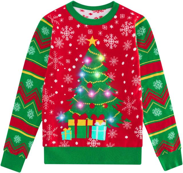 Product image of Cutemile Kids Ugly Christmas Sweaters Boys Girls Led Light-Up Xmas Pullover Jumper 7-14 Years