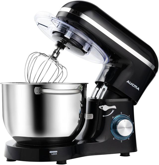 Product image of Aucma Stand Mixer,6.5-QT 660W 6-Speed Tilt-Head Food Mixer, Kitchen Electric Mixer with Dough Hook, Wire Whip & Beater (6.5QT, Black)