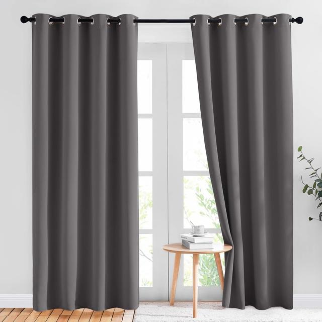 Product image of NICETOWN Gray Blackout Curtains for Bedroom 84 inches Long - Thermal Drapes Grommet Room Darkening Curtains Noise Reducing Window Treatments for Living Room (2 Panels, W52 x L84, Grey)
