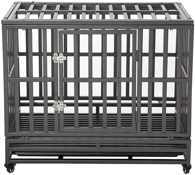 Product image of LUCKUP 38 Inch Heavy Duty Dog Cage Metal Kennel and Crate for Large Dogs,Easy to Assemble Pet Playpen with Four Wheels,Black … …