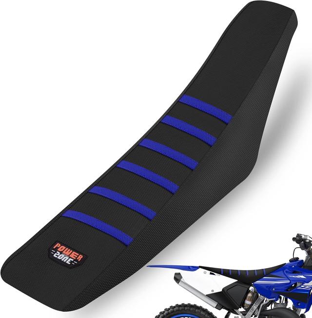 Product image of Motorcycle Universal Seat Cover Non-Slip Rubber Striped Gripper Soft Sewing for CRF WR WRF RMZ YZF SXF EXC EXC XC SX CR KLX Dirt Pit Bike Motocross Off Road Motorbike (Blue)
