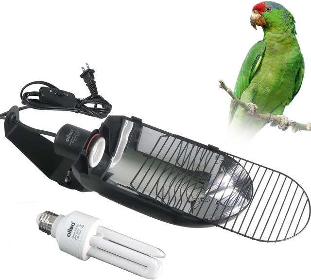 Product image of Oiibo Bird Cage Light Fixture Combo Kit, AvianSun Lamp Hood with 2.4% UVB UVA 20W Compact Fluorescent Bulb for All Kinds Captive Birds