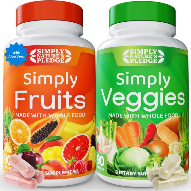 Product image of Simply Nature's Pledge - Packed with 42 Different Fruits & Vegetables - Made with Whole Food Superfoods - with Aloe Vera – 100% Soy Free - 90 Count (Pack of 2)