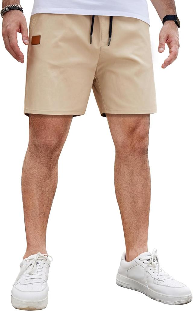 Product image of COOFANDY Men's Casual Cotton Shorts 5 Inch Summer Beach Shorts Lightweight Drawstring Elastic Waist Chino Golf Shorts