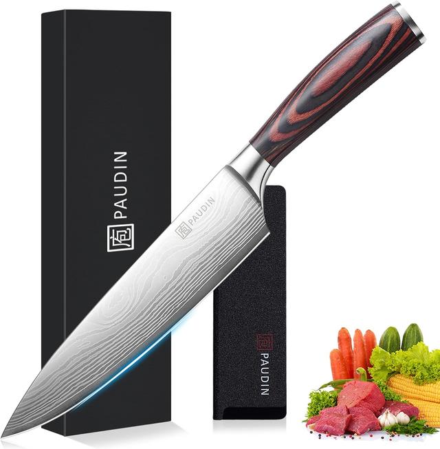 Product image of PAUDIN Chef Knife, 8 Inch High Carbon Stainless Steel Sharp Kitchen Knife with Ergonomic Handle, Gift Box for Family & Restaurant