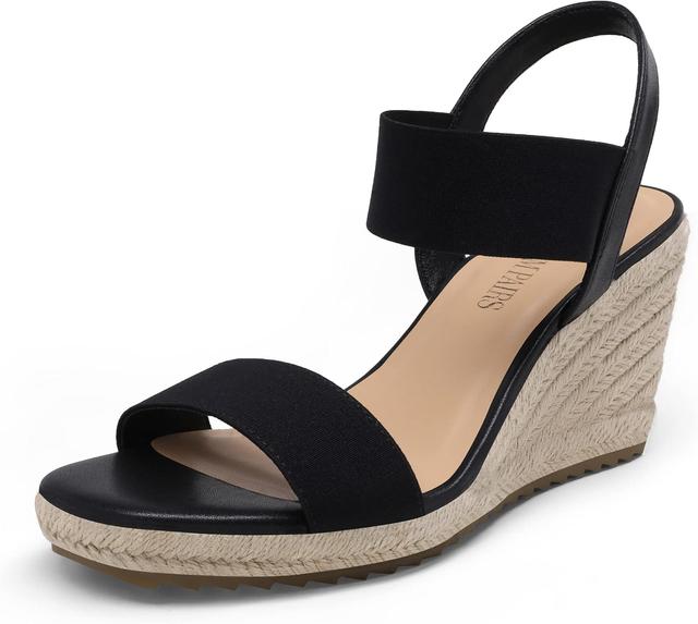 Product image of DREAM PAIRS Womens Open Toe Espadrilles Dressy Platform Sandals Slip on Elastic Ankle Strap Wedges Sandals