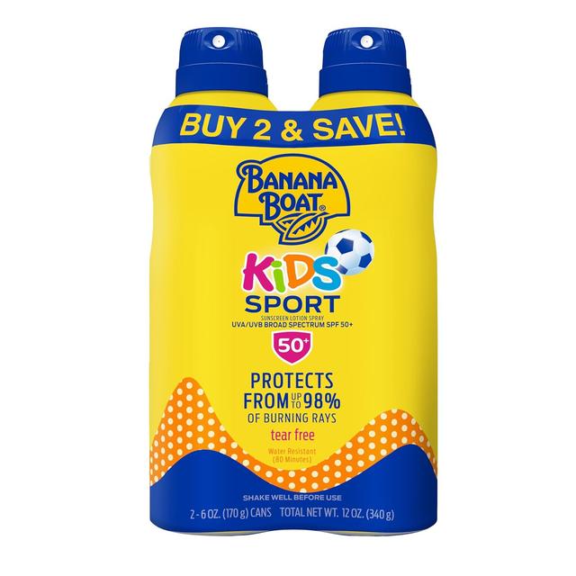Product image of Banana Boat Sport Kids Sunscreen Spray SPF 50, Twin Pack | Spray Sunscreen for Kids, Childrens Sunblock SPF 50, Oxybenzone-Free, 6oz each