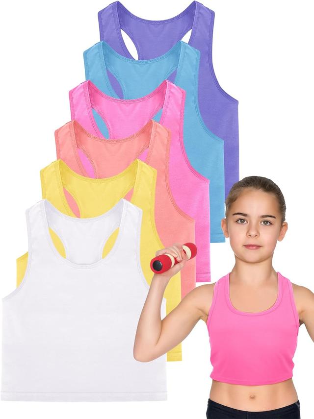 Product image of Geyoga 6 Pieces Girls Dance Tank Top Racerback Crop Top Sleeveless Dance Outfit for Ballet Hip hop Athletic wear