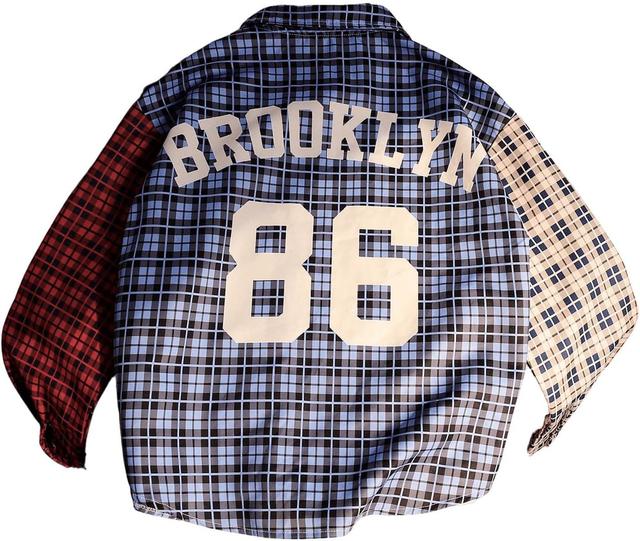 Product image of OYOANGLE Girl's Letter Graphic Print Color Block Button Down Shirts Plaid Long Sleeve Collared Shirt Tops
