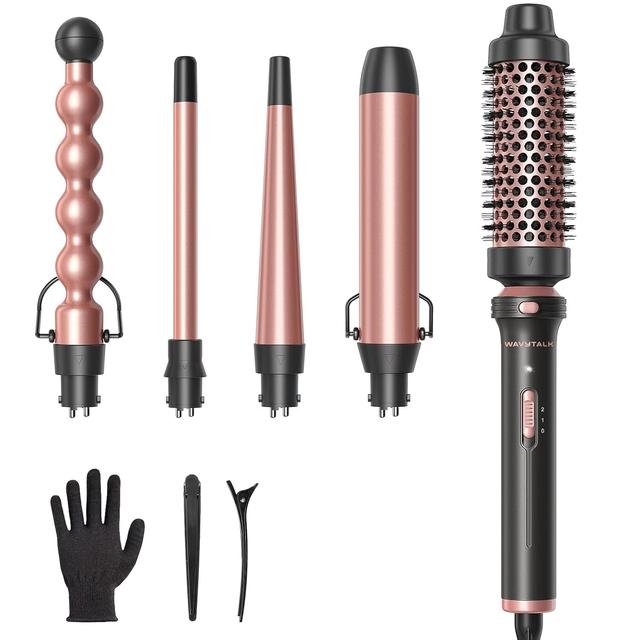 Product image of Wavytalk 5 in 1 Curling Wand Set, Multi Curl, Curling Wand Set with Curling Brush and 4 Interchangeable Ceramic Curling Wand(0.5”-1.25”), Instant Heat Up Wand Curling Iron (Rose Gold)