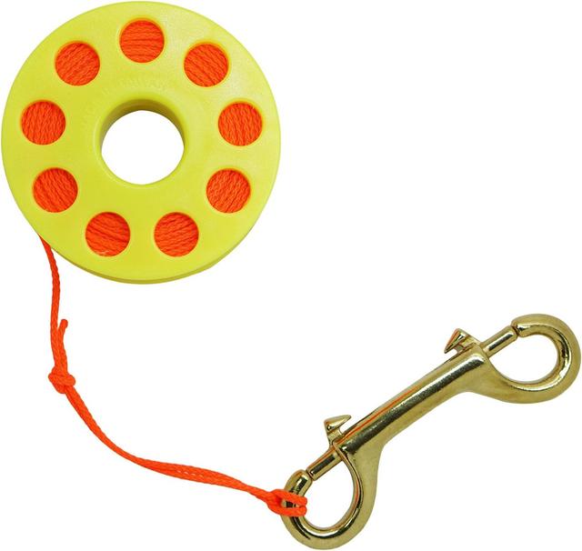 Product image of Scuba Choice Compact Finger Spool 65ft Dive Reel – Durable Yellow Reels with High-Visibility Orange Line, Easy Grip & Smooth Deployment for Cave, Wreck and SMB Diving