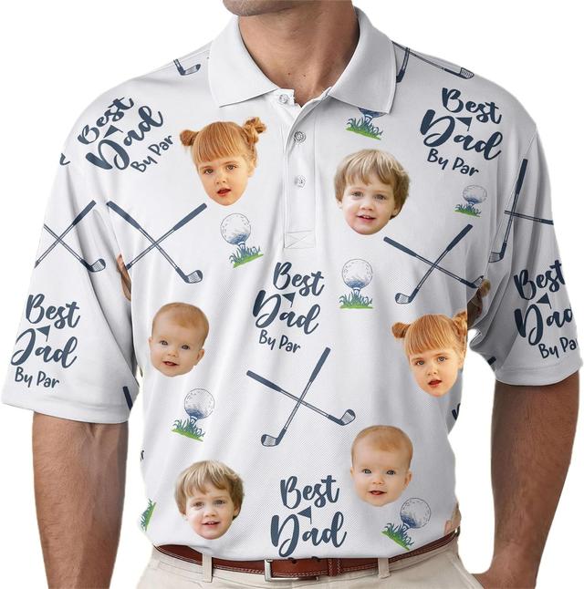 Product image of NAZENTI Custom Dad Polo Shirt with Kids Face, Personalized Golf Polo, Fathers Day Shirt Gift for Dad, Grandpa, Daddy