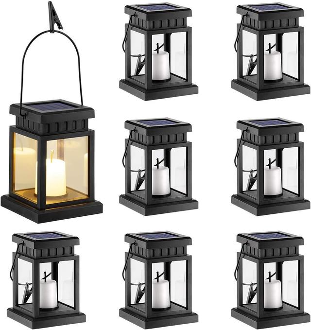 Product image of GIGALUMI 8 Pack Solar Hanging Lantern Outdoor, Candle Effect Light with Stakes for Garden, Patio, Lawn, Deck, Umbrella, Tent, Tree, Yard, Driveway-Warm White