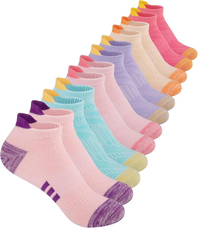 Product image of Comfoex 12 Pairs Girls Athletic Ankle Socks for 4-6 6-8 8-10 Years Old - Cotton Short Socks for Little Big Kids