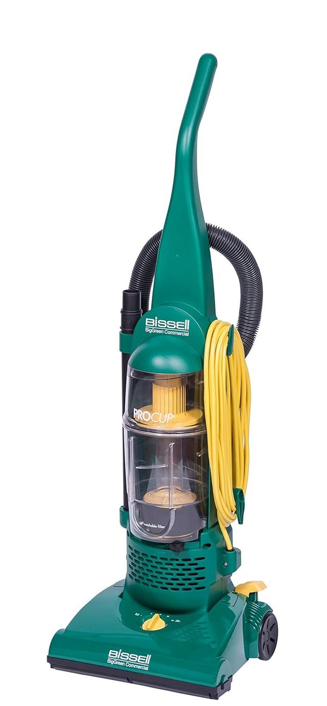 Product image of BISSELL BigGreen BGU1937T 13.5" Pro Cup Bagless Upright Vacuum with On-board Tools, 44" Height, 13.5" Wide, 13.2" Length, Polypropylene, 2 fl. oz. Capacity, Green