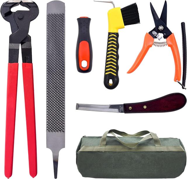 Product image of 14 inch Horse Farrier Tool Kits - 6Pcs Professional Hoof Trimming Farrier Tools, Can Easily Trim The Hooves of Horses, Cows, Sheep, Donkeys and Other Medium-Sized Animals