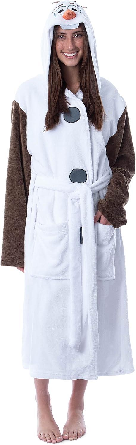 Product image of Disney Adult Frozen Snowman Olaf Costume Robe Hooded Bathrobe Men Women