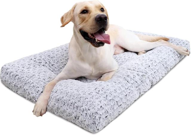 Product image of KSIIA Washable Dog Bed Deluxe Plush Dog Crate Beds Comfy Kennel Pad Anti-Slip Pet Sleeping Mat for Large, Jumbo, Medium, Small Dogs Breeds, 35" x 23", Gray