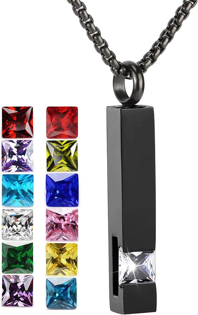 Product image of YOUFENG Urn Necklaces for Ashes Birthstone Cube Urns for Human Ashes Memorial Cremation Urn Locket Keepsake Ashes Jewelry