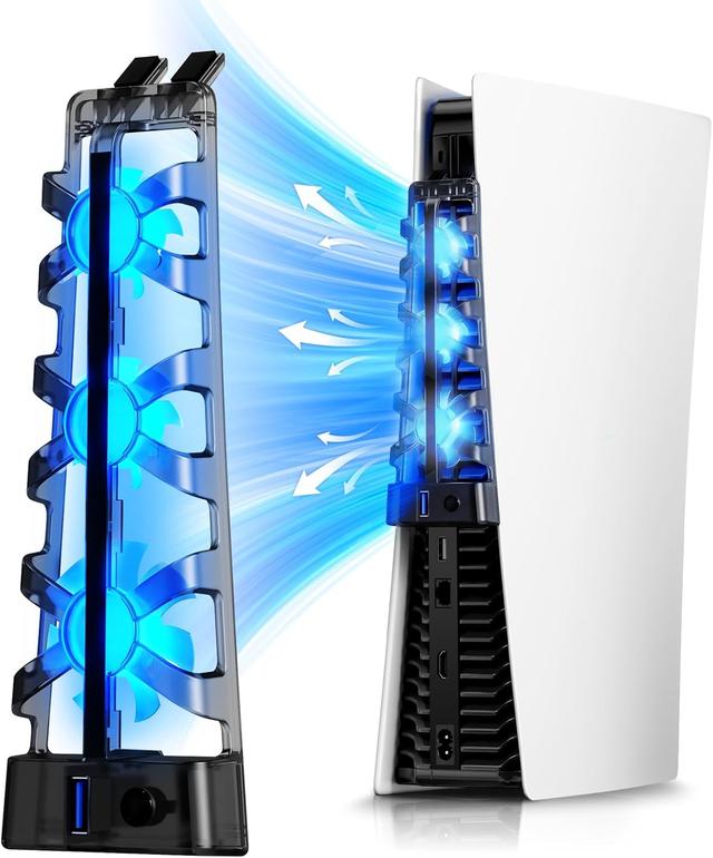 Product image of NexiGo PS5 Silent Enhanced Cooling Fan with Adjustable Speed, [Low Noise], [Auto Power On/Off], with USB 3.0 Port, Efficient Cooling System for Both Disc and Digital Editions