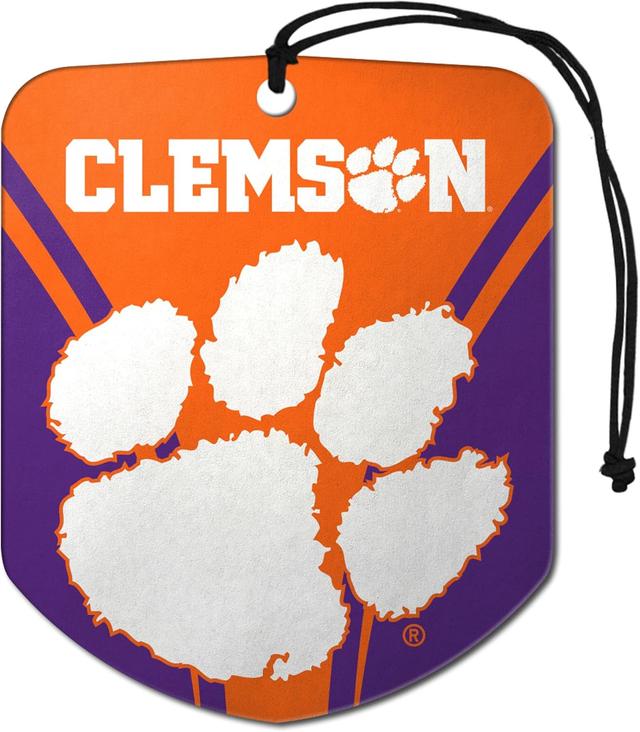Product image of FANMATS 61607 NCAA Clemson Tigers Hanging Car Air Freshener, 2 Pack, Black Ice Scent, Odor Eliminator, Shield Design with Team Logo