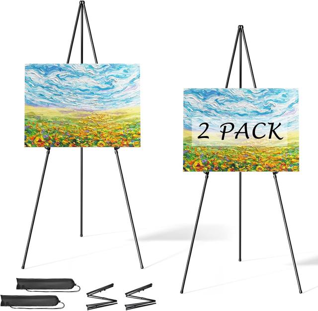 Product image of Easel Stand for Display, Aredy 63" Portable Painting Easel, Lightweight Metal Easels for Painting Canvas, Wedding Sign (2 Pack)