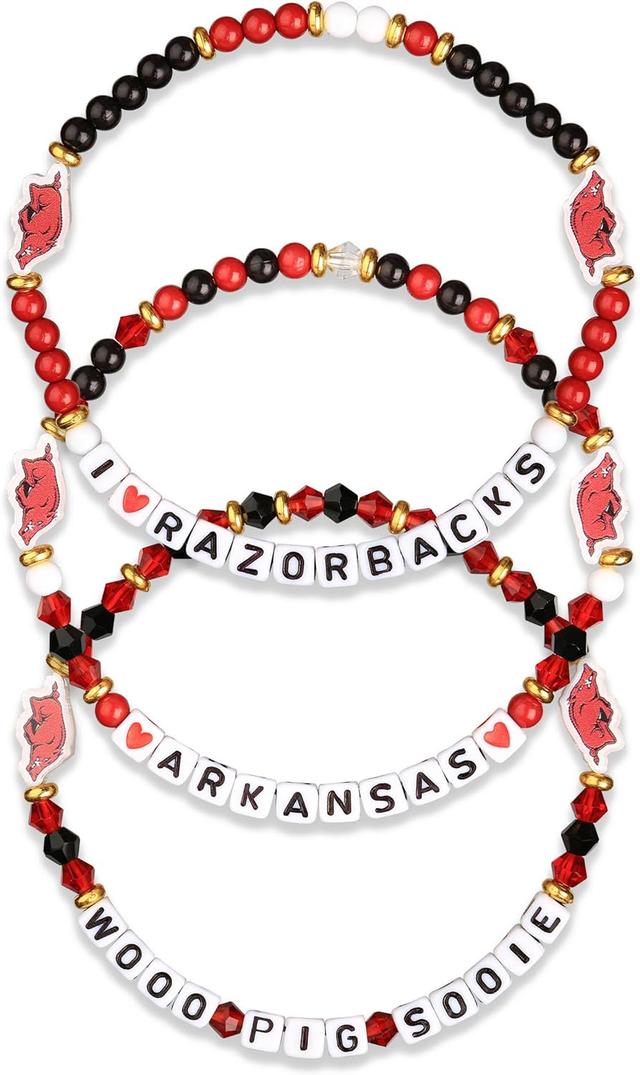 Product image of FOCO NCAA unisex-adult NCAA College Team Logo Officially Licensed 3-Pack Beaded Friendship Bracelets