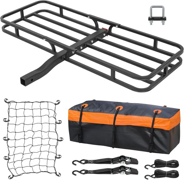 Product image of WEIZE Hitch Cargo Carrier Basket for SUV, Truck - 53x19 Inches, 500LB Capacity, with Waterproof Bag, Net Strap, Tightener, Powder Coated for Durability, Easy Installation, for Camping and Travel