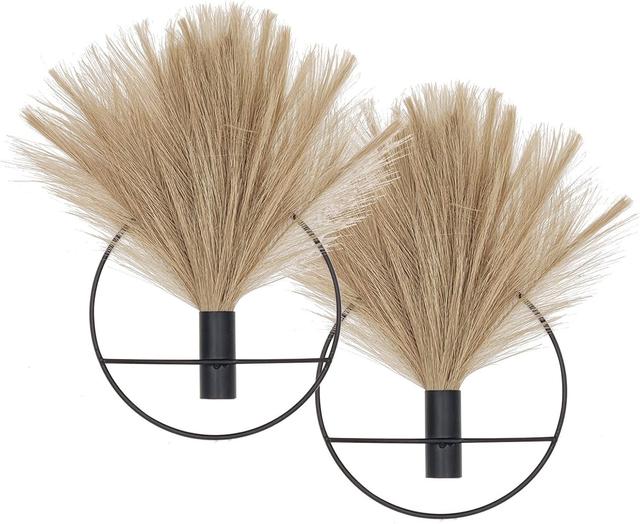 Product image of Pretty Jolly Boho Wall Decor, Wall-Mounted Metal Art, Hanging Artificial Pampas Display, Living Room, Bedroom, Bathroom, Diningroom, Fake Faux Plant 2 Pack Black Brown