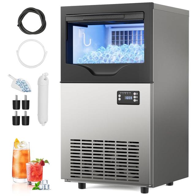 Product image of Commercial Ice Maker Machine, 100lbs/24H Under Counter Ice Maker, 22~33Lbs Stainless Steel Storage Capacity, 12 Adjustable Thickness Settings, Self-Cleaning, Ideal for Home, Cafe, Clinic