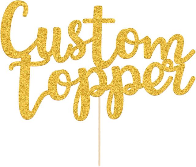 Product image of Personalized Cake Topper Birthday Cake Toppers 11 Colours Wedding Cake Topper with Any Text Numbers Double Sided Glitter Cake Decoration for Anniversary Baby Shower(Gold)