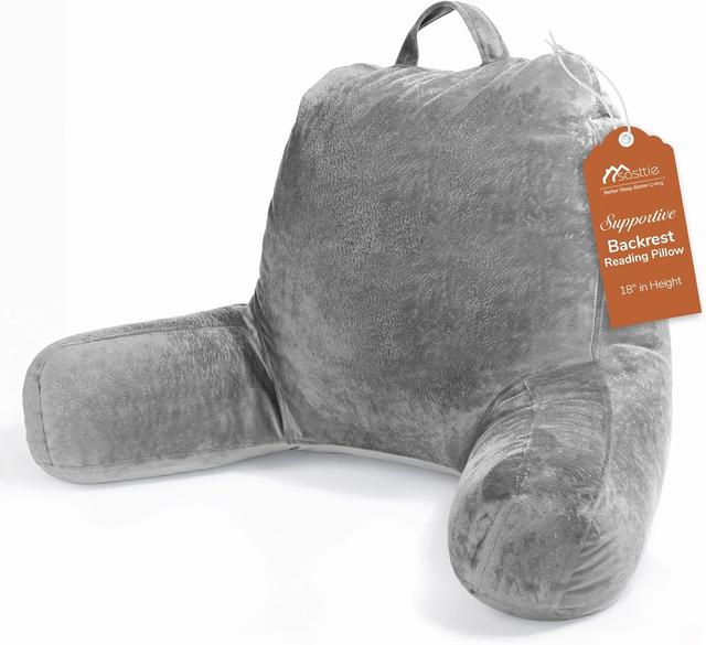 Product image of Sasttie Reading Pillows for Sitting in Bed Adult, Velvet Back Pillow Bed Sitting Up, Back-Rest Support Cushion for Sit Up on Couch, Sofa, and Floor, Dorm Essentials, Oeko-Tex Certified, Dark Grey