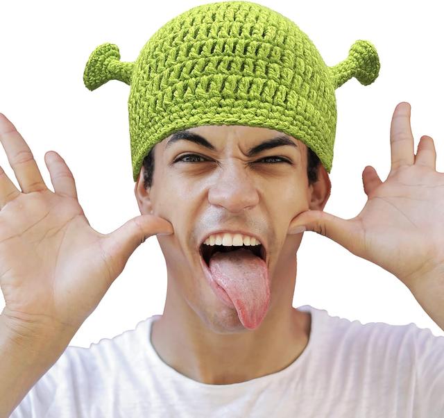 Product image of Shrek Hats with Ears, Adult Cosplay Prop Halloween Cosplay, Green Beanie Hat Gifts