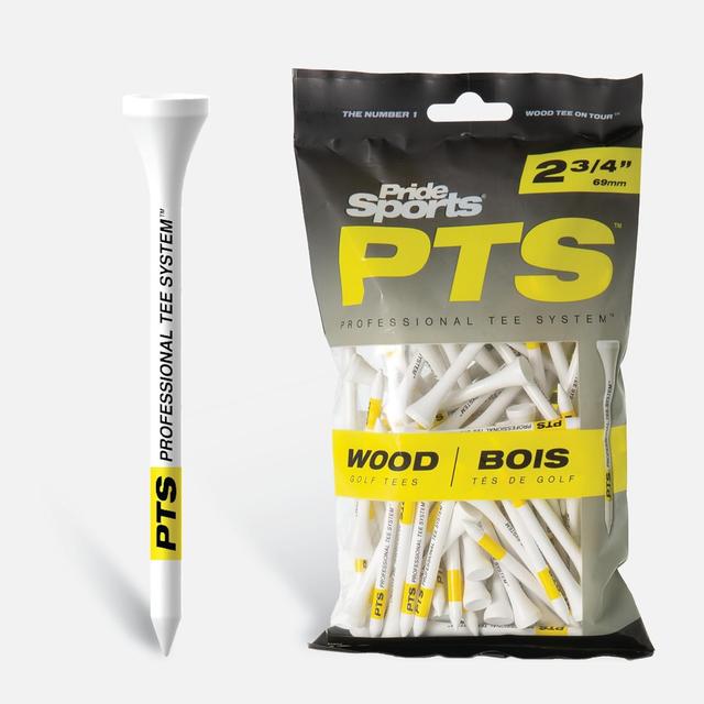Product image of Pride PTS Wood Golf Tees - 100 Count, 2-3/4 Inch - White - #1 Brand on Tour - Striped for Consistency